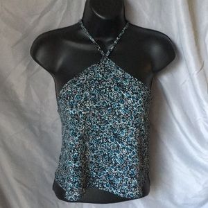 Floral blue halter top